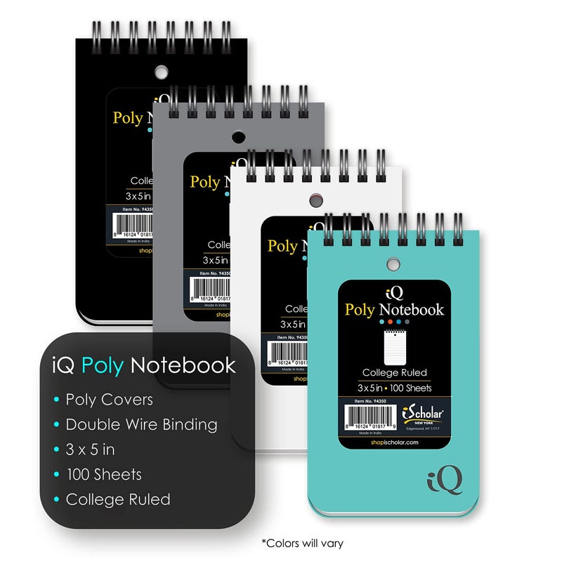 iScholar Double Wire Poly Memo Book  3 x 5""  Top Open  Color will Vary (94350) - Image 4